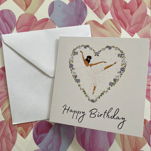 Ballerina Birthday Card (light)