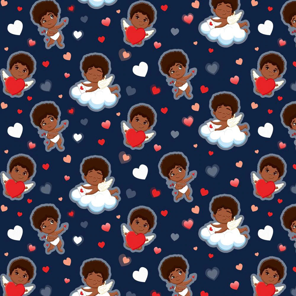 Cupid Wrapping Paper and Tag Blue